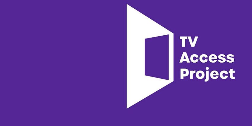 Purple and white logo of TV Access Project