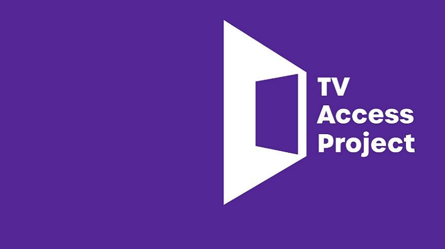 Purple and white logo of TV Access Project