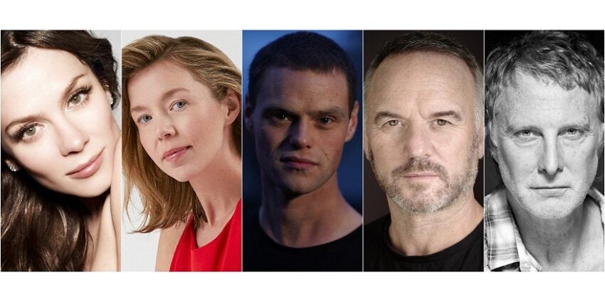 Headshots lined up of actors Anna Friel, Anna Maxwell Martin, Bobby Schofield, Mark Womack and David Threlfall