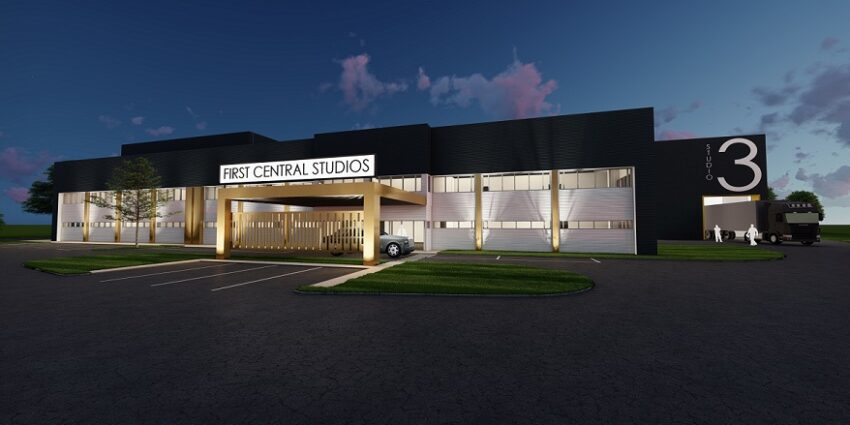 Graphic showing planned studio called First central, at night,