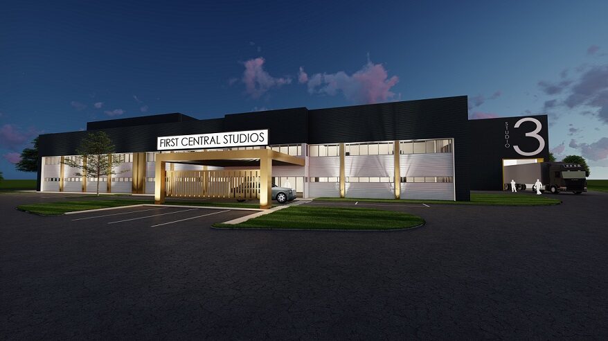 Graphic showing planned studio called First central, at night,