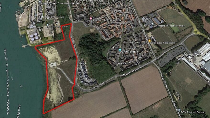 Aerialmap of the planned site for Medina Studios on the Isle of Wight