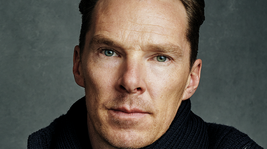 Close-up of actor Benedict Cumberbatch with a black collar