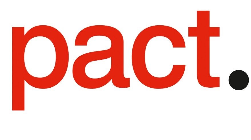 Pact logo - in red with a white background