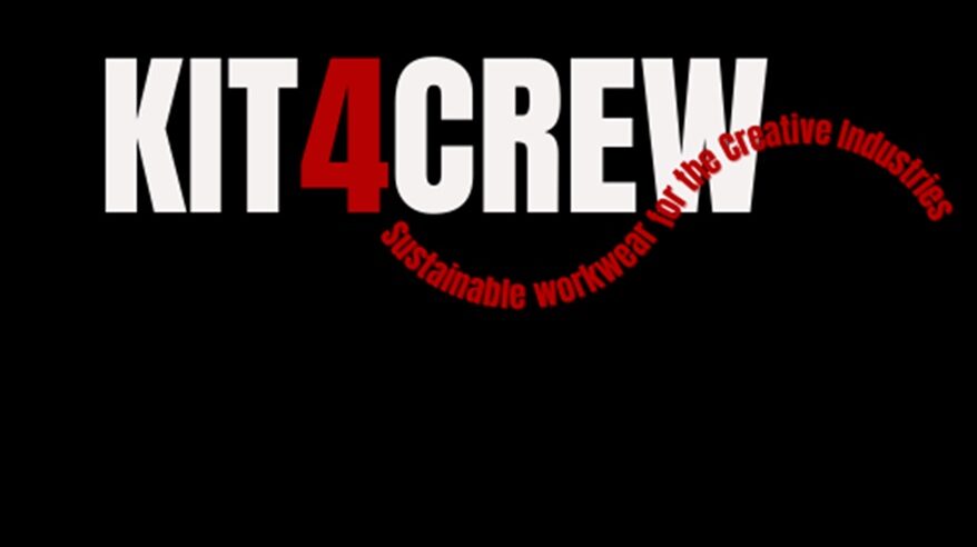 Red and white logo on black background of KIT4CREW