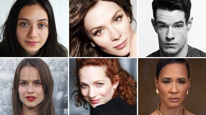 Headshots of main actors in BBC drama The Dream Lands, three on top row and three on bottom row