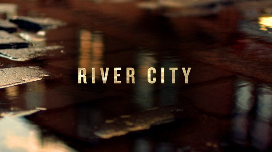 Brown and yellow logo for BBC drama River City