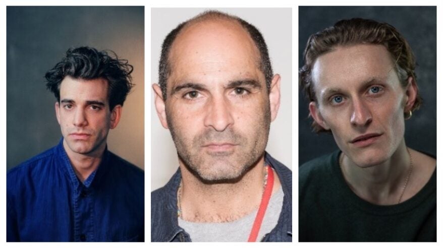 Headshots of three actors Andrew Richardson, Zubin Varla and Adam Young