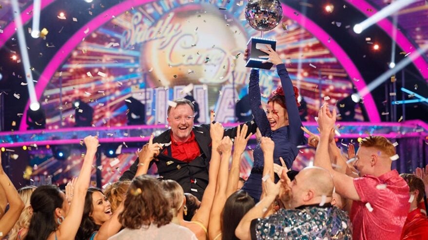 Strictly Some Dancing's Chris McCausland hoisted on colleagues' shoulders after winning the 2024 BBC show
